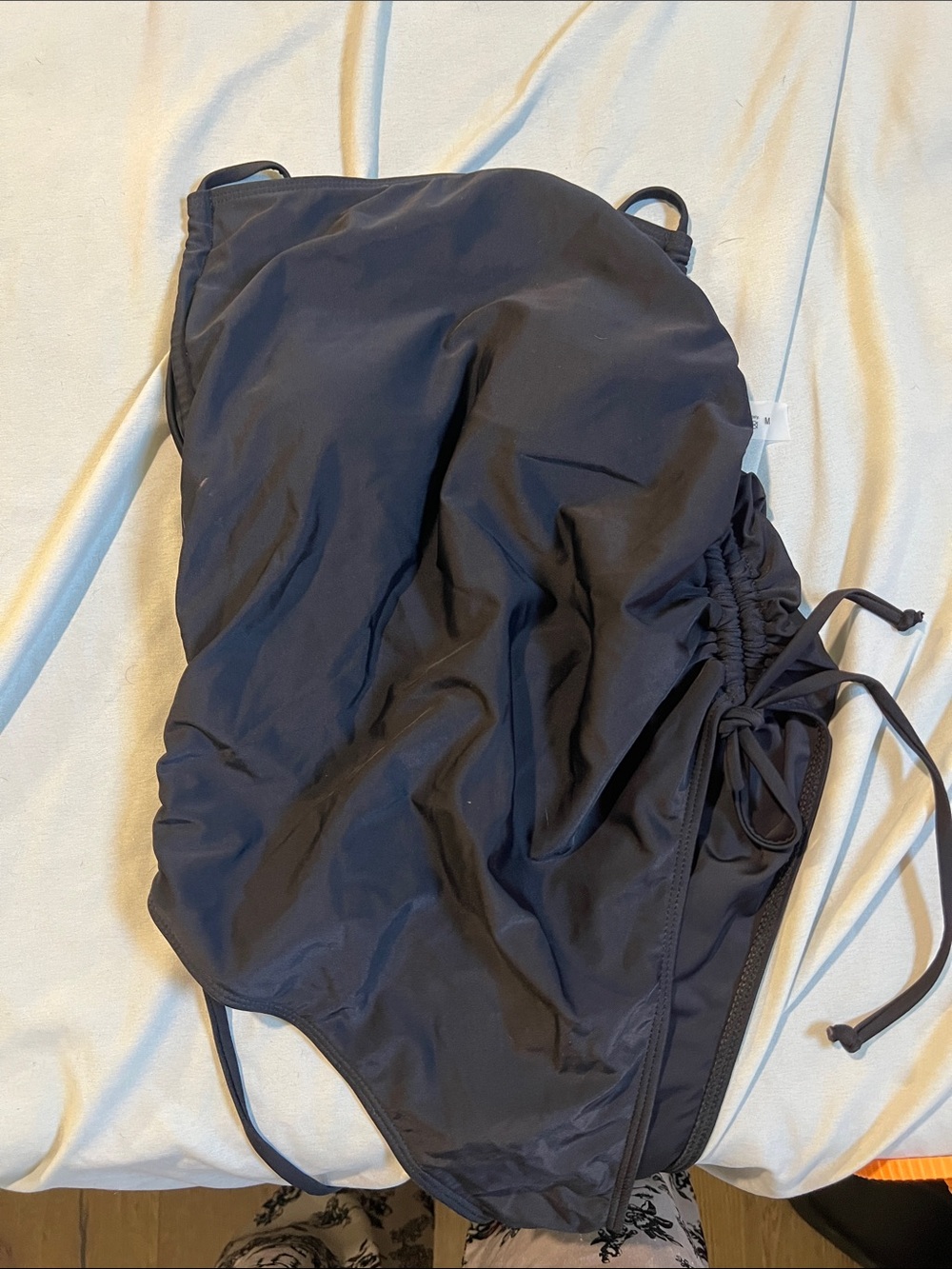 Black One-Piece Swimsuit with Side Tie